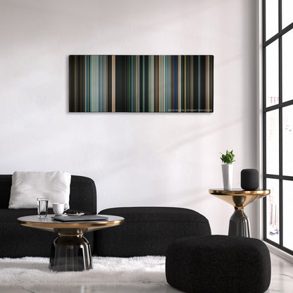 Mr. Brooks color palette canvas above a black sofa with a gold-topped table