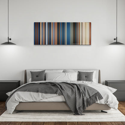 True Lies color palette canvas above a bed, between two black pendant lamps