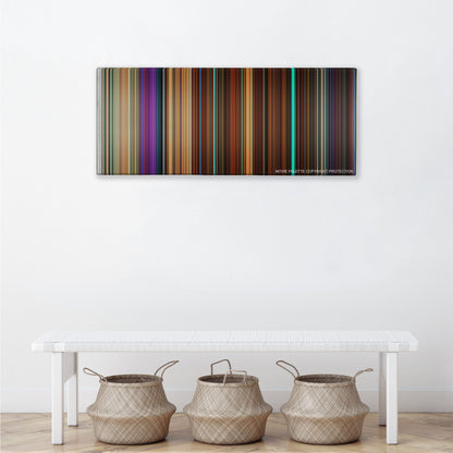 Nerve color palette canvas above a white bench with three woven baskets