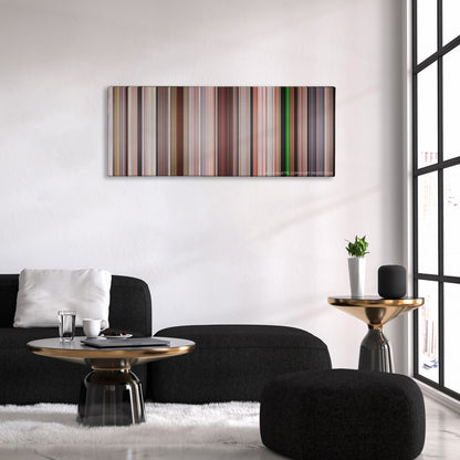 Bruno color palette canvas above a black sofa with a gold-topped table