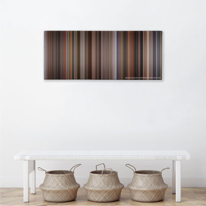 Serendipity color palette canvas above a white bench with three woven baskets