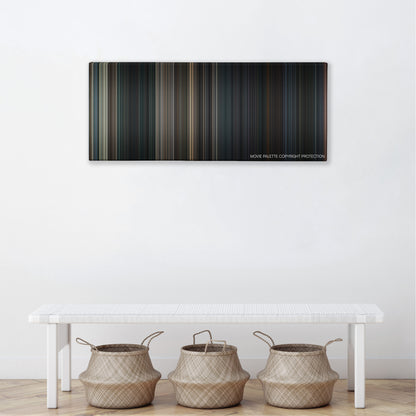 The Commuter color palette canvas above a white bench with three woven baskets