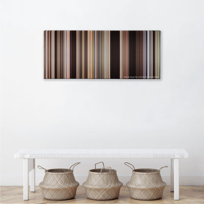 Easy Rider color palette canvas above a white bench with three woven baskets