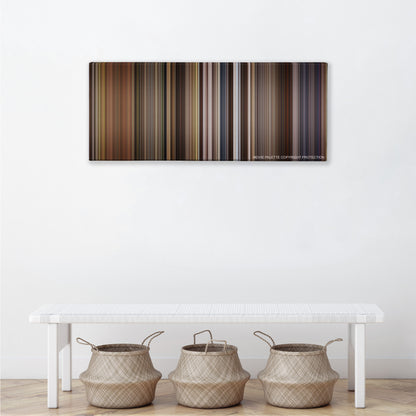 Willow color palette canvas above a white bench with three woven baskets
