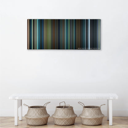 Miss Peregrine's Home for Peculiar Children color palette canvas above a white bench with three woven baskets