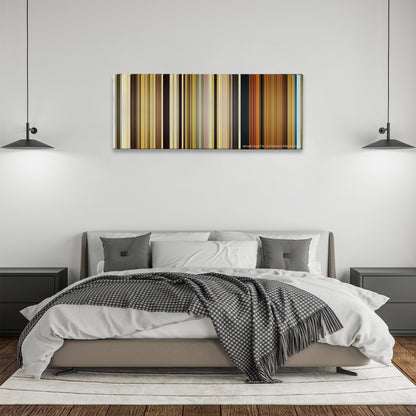 O Brother, Where Art Thou? color palette canvas above a bed, between two black pendant lamps