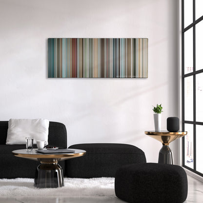 Crank: High Voltage color palette canvas above a black sofa with a gold-topped table