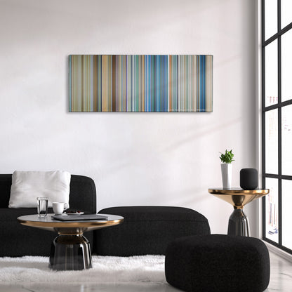 6 Underground color palette canvas above a black sofa with a gold-topped table