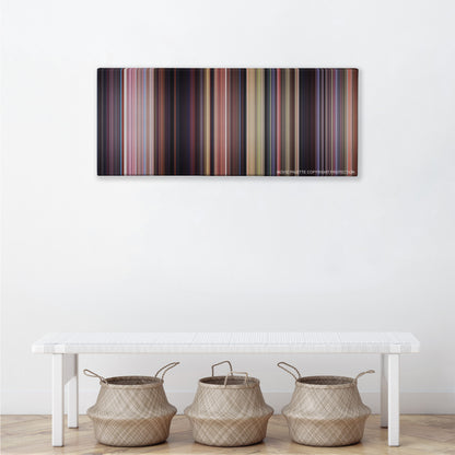 Scooby-Doo color palette canvas above a white bench with three woven baskets