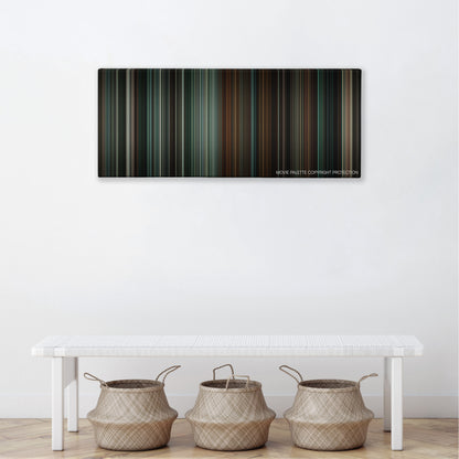Safe color palette canvas above a white bench with three woven baskets