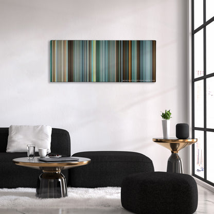 Green Street Hooligans color palette canvas above a black sofa with a gold-topped table