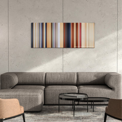 Baahubali: The Beginning color palette canvas on a concrete wall above a gray sectional sofa