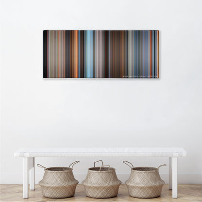 Final Destination 2 color palette canvas above a white bench with three woven baskets