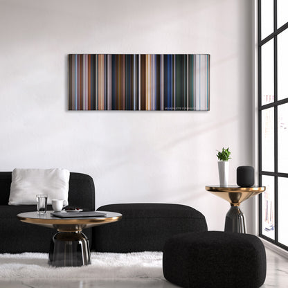 The Chronicles of Narnia: The Voyage of the Dawn Treader color palette canvas above a black sofa with a gold-topped table