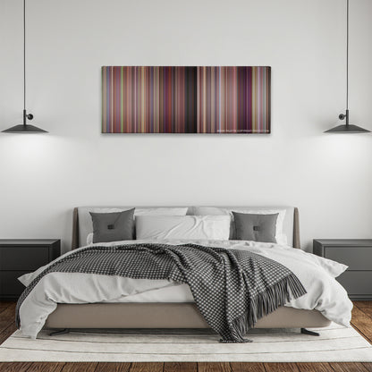 10 Things I Hate About You color palette canvas above a bed, between two black pendant lamps
