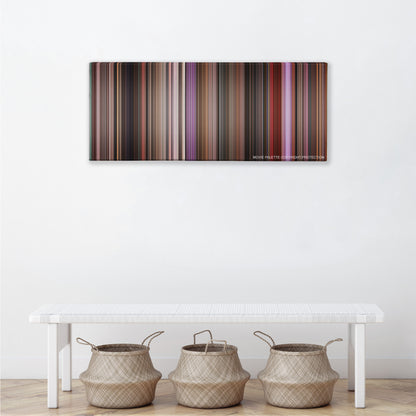Singin' in the Rain color palette canvas above a white bench with three woven baskets