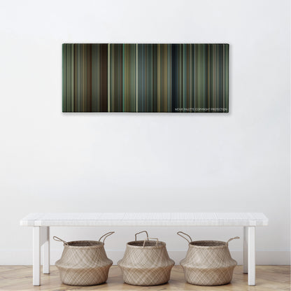The Iron Lady color palette canvas above a white bench with three woven baskets