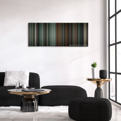 Safe color palette canvas above a black sofa with a gold-topped table