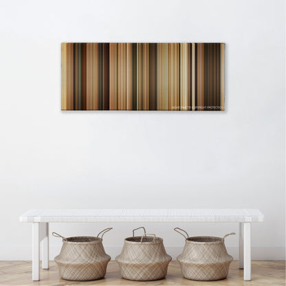 Get the Gringo color palette canvas above a white bench with three woven baskets