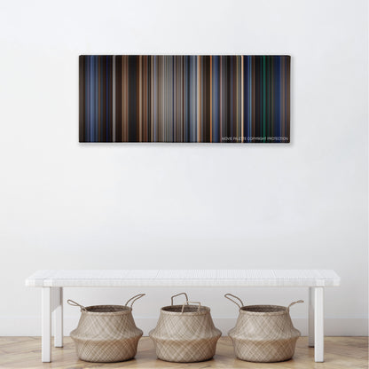 Patriot Games color palette canvas above a white bench with three woven baskets