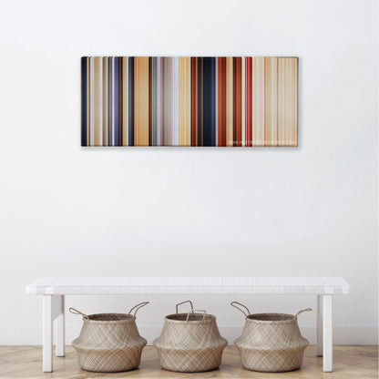 Baahubali: The Beginning color palette canvas above a white bench with three woven baskets