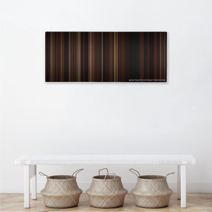 From Hell color palette canvas above a white bench with three woven baskets