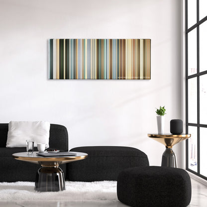 The Mexican color palette canvas above a black sofa with a gold-topped table