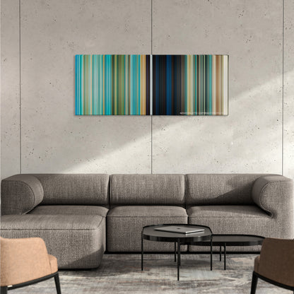 Ice Age: The Meltdown color palette canvas on a concrete wall above a gray sectional sofa