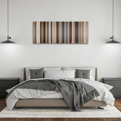 Ford v Ferrari color palette canvas above a bed, between two black pendant lamps