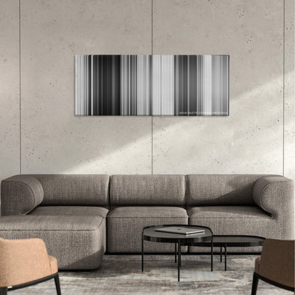 Paths of Glory color palette canvas on a concrete wall above a gray sectional sofa