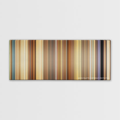 Meet the Spartans color palette canvas print: thousands of thin vertical stripes of color
