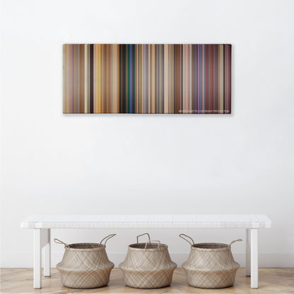 Jay and Silent Bob Strike Back color palette canvas above a white bench with three woven baskets