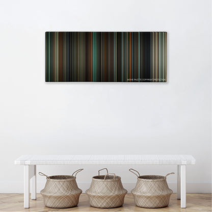 Run All Night color palette canvas above a white bench with three woven baskets