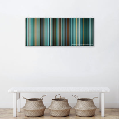 Filth color palette canvas above a white bench with three woven baskets