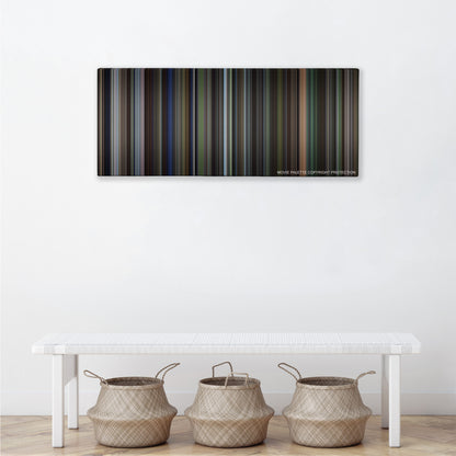 Legends of the Fall color palette canvas above a white bench with three woven baskets