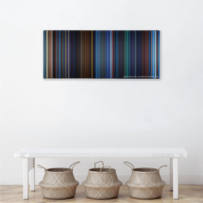 Atlantis: The Lost Empire color palette canvas above a white bench with three woven baskets