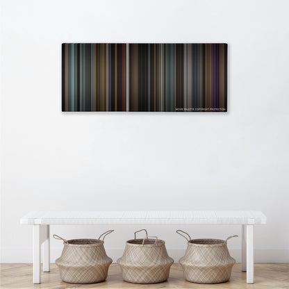 Doctor Strange color palette canvas above a white bench with three woven baskets