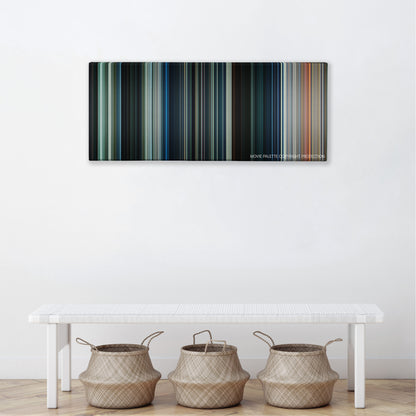 Power Rangers color palette canvas above a white bench with three woven baskets