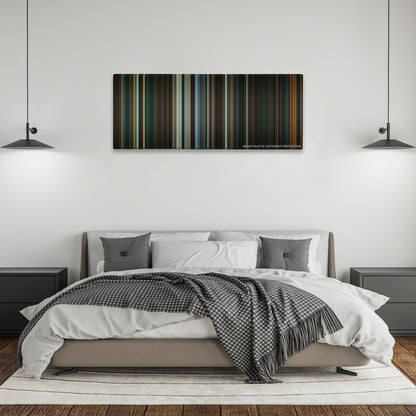 The Hobbit: The Desolation of Smaug color palette canvas above a bed, between two black pendant lamps