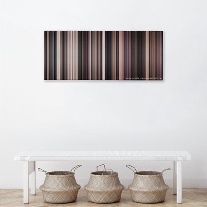 Network color palette canvas above a white bench with three woven baskets