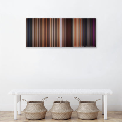Step Up color palette canvas above a white bench with three woven baskets