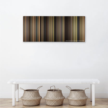 We Bought a Zoo color palette canvas above a white bench with three woven baskets