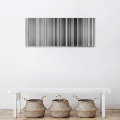 The Gold Rush color palette canvas above a white bench with three woven baskets