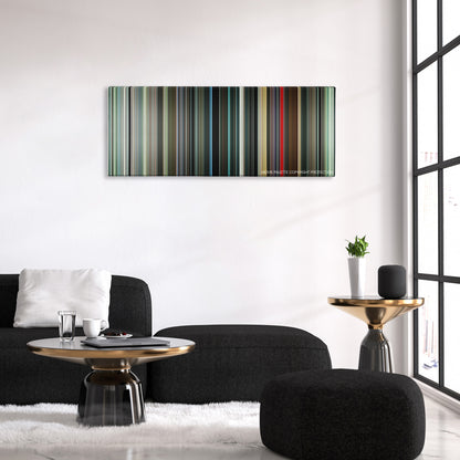Midnight Cowboy color palette canvas above a black sofa with a gold-topped table