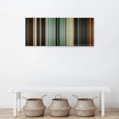 Hercules color palette canvas above a white bench with three woven baskets