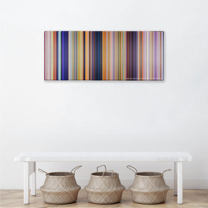 The Lorax color palette canvas above a white bench with three woven baskets