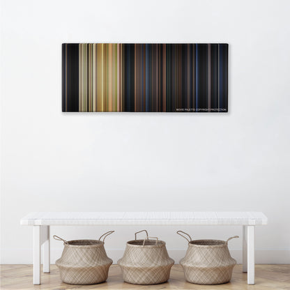Halloween color palette canvas above a white bench with three woven baskets