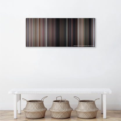 Commando color palette canvas above a white bench with three woven baskets