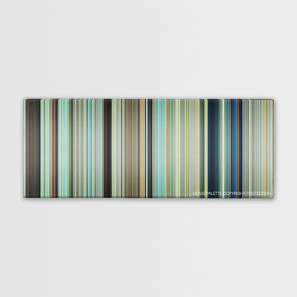 Purple Hearts movie barcode canvas print, the whole film as stripes of color