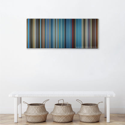 I Am Sam color palette canvas above a white bench with three woven baskets